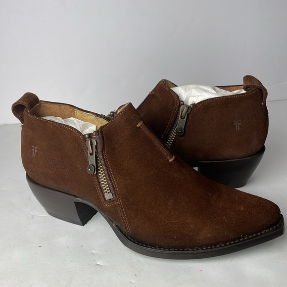 NEW Frye Sacha Moto Shootie Dual Zip Point Toe Ankle Boots 5.5 - Picture 9 of 9